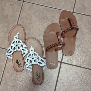 Women's Sandals sz 11 (2 pair) White, brown